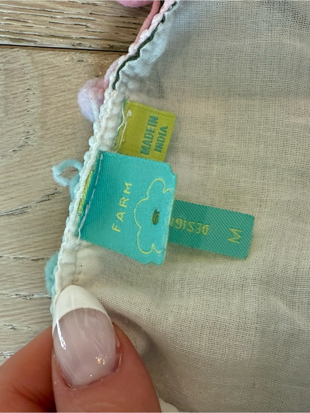 FARM Rio Cream dress with Pastel Pink & Aqua Trim - Picture 2 of 2